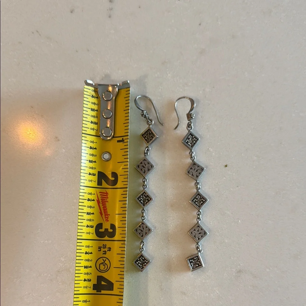 Lois Hill Silver Geometric Cascade Earrings - Picture 2 of 4